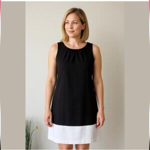 OLEG CASSINI | dress color block black white sleeveless sz 6